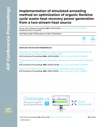 Implementation of simulated annealing method on optimization of organic Rankine cycle waste heat recovery power generation from a two-stream heat source