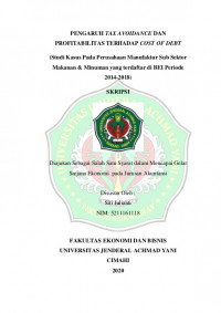 PENGARUH TAX AVOIDANCE DAN PROFITABILITAS TERHADAP COST OF DEBT (Studi Kasus Pada Perusahaan Manufaktur Sub Sektor Makanan & Minuman yang terdaftar di BEI Periode 2014-2018)