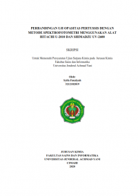 PERBANDINGAN UJI OPASITAS PERTUSSIS DENGAN METODE SPEKTROFOTOMETRI MENGGUNAKAN ALAT HITACHI U-2010 DAN SHIMADZU UV-2600