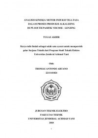 ANALISIS KINERJA MOTOR INDUKSI TIGA FASA
DALAM PROSES PRODUKSI ALKALIZING
DI PT.SOUTH PASIFIK VISCOSE - LENZING