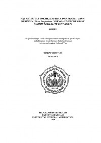 UJI AKTIVITAS TOKSIK EKSTRAK DAN FRAKSI DAUN BERINGIN (Ficus Benjamina L) DENGAN METODE BRINE SHRIMP LETHALITY TEST (BSLT)