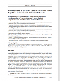 Polymorphisms of SLCO1B1 Gene in Sundanese Ethnic Population of Tuberculosis Patients in Indonesia