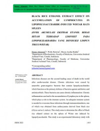 BLACK RICE ETHANOL EXTRACT EFFECT ON ACCUMULATION OF LYMPHOCYTES IN LIPOPOLYSACCHARIDE-INDUCED WISTAR RATS SPLEEN
(EFEK AKUMULASI EKSTRAK ETANOL BERAS HITAM TERHADAP LIMFOSIT PADA LIPOPOLISAKHARIDA YANG DIINDUKSI LIMPUN TIKUS WISTAR)