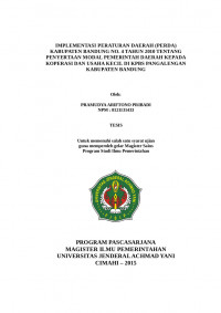 mplementasi Peraturan Daerah (PERDA) Kabupaten Bandung No. 4 Tahun 2010 Tentang Penyertaan Modal Pemerintah Daerah Kepada Koperasi Dan Usaha Kecil Di Kpbs Pangalengan Kabupaten Bandung