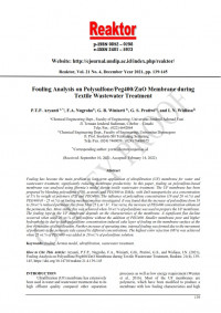 Fouling Analysis on Polysulfone/Peg400/ZnO Membrane during Textile Wastewater Treatment