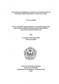 ANALISIS DAN PEMODELAN BOOST CONVERTER DENGAN KONTROL MPPT P&O DAN IC PADA PLTS 1kWp