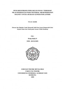 PENGARUH PROSES PERLAKUAN PANAS TERHADAP NILAI KOERSIVITAS PADA MATERIAL NdFeB PERMANEN MAGNET UNTUK APLIKASI GENERATOR LISTRIK