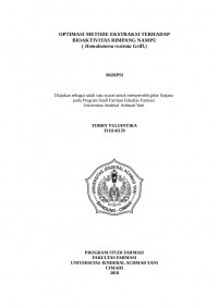 OPTIMASI METODE EKSTRAKSI TERHADAP BIOAKTIVITAS RIMPANG NAMPU ( Homalomena rostrata Griff.)