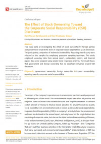 The Effect Of Stock Ownership Toward The Corporate Social Responsibility CSR Disclosure, The International Conferenc Of Organizational Innovation Proceeding