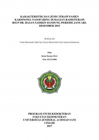 Karakteristik Dan Jenis Terapi Pasien Karsinoma Nasofaring Di Bagian Radioterapi Rsup Dr. Hasan Sadikin Bandung Periode Januari-Desember 2015
