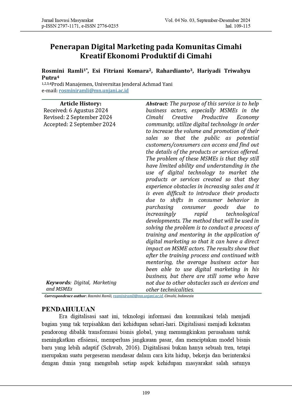 PENERAPAN DIGITAL MARKETING PADA KOMUNITAS CIMAHI KREATIF EKONOMI PRODUKTIF DI CIMAHI